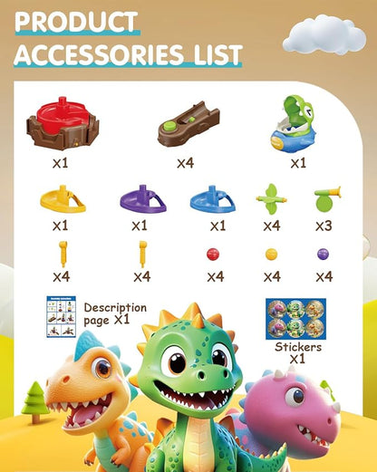 Dinosaur Ball Drop Toys for 3 4 5 6 7 8 Years Old Kids, Dino Spin Twister Toddlers Toy, Shoot Balls Toddler Montessori Toys Gifts for 1-6 Year Old Boys Girls, 4 Players PK Mode