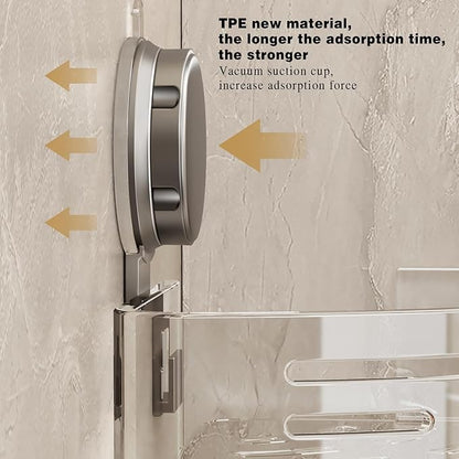VOLPONE Corner Shower Caddy Suction Cup Shower Shelf Corner No Drilling Bathroom Shower Organizer Storage Rack Adhesive with Towel Bar Hooks (2-Pack, Matte Gray)