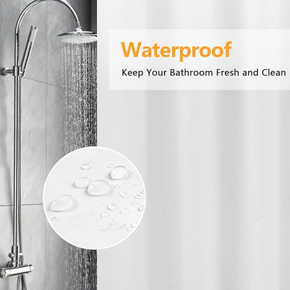 Waterproof Fabric Long Shower Curtain Liner 80 inch Length, Washable Cloth Shower Liner with 3 Large Magnets, 72'' x 80'' Solid White Lightweight Bathroom Shower Curtain Extra Long