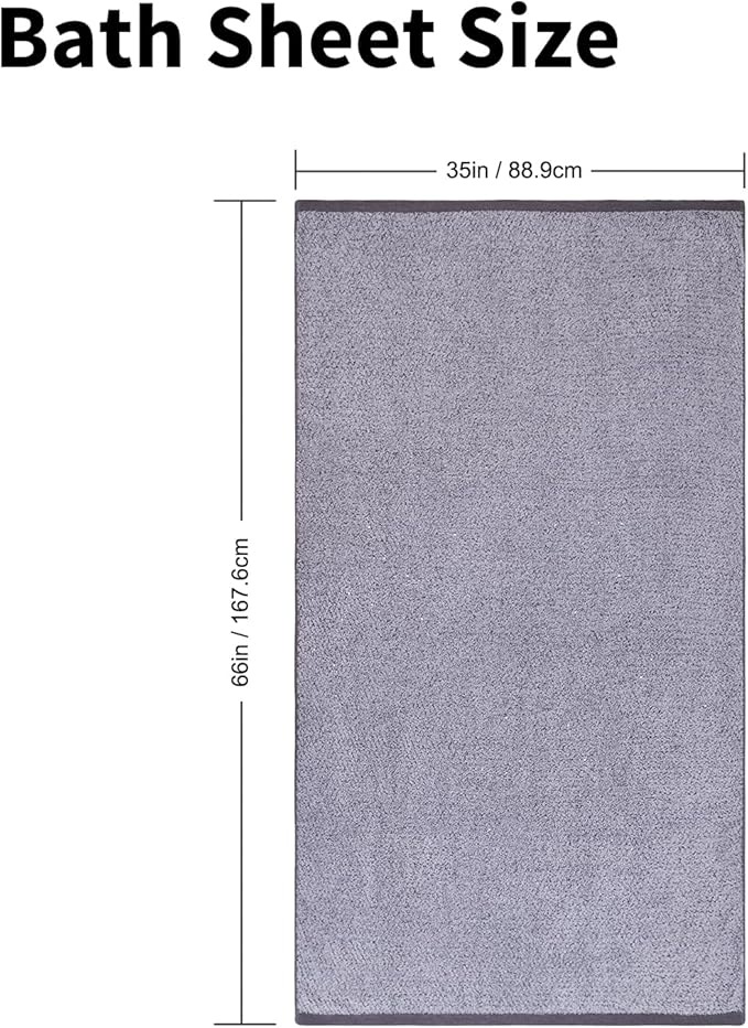 Everplush Diamond Collection Extra Large Bath Sheet Towel – 1 PK, Super Soft & Highly Absorbent, Quick-Drying & Oversized, Perfect for Bathroom, Pool, Swimming Use (Grey, 35" x 66" 1PK)