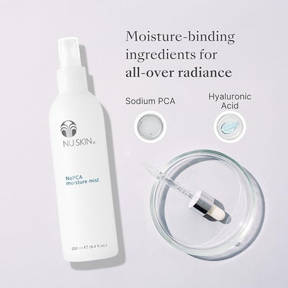 Nu Skin NaPCA Moisture Mist | Revitalizing Moisturizer & Cooling Mist with Hyaluronic Acid | Hydrating Spray for Face, Body & Hair | Sodium PCA for All Skin Types | 8 oz | 2 Pack