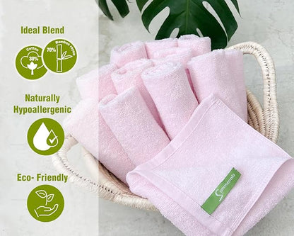 12 Pack Washcloths 13" x 13" - Soft Wash Cloths for Your Face Towel, Wash Cloths for Your Body (Pink)