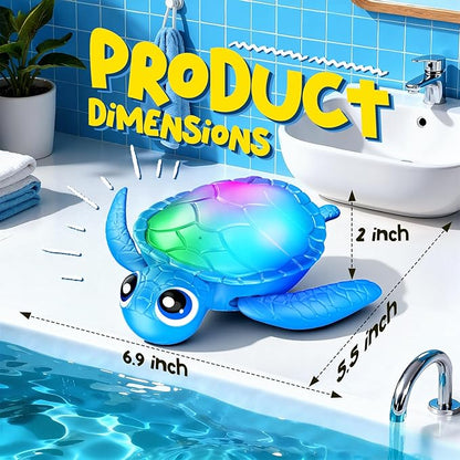 Electric Swimming Turtle Bath Toys - Automatic Swimming with Colorful LED Lights, Rechargeable & Auto Shut-Off, Water Pool Floating Toys for Toddlers Kids Ages 1-3 2-4 4-8
