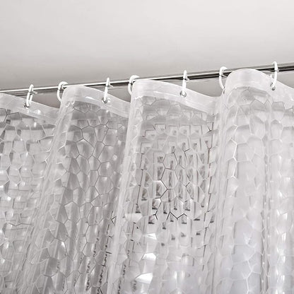 WELTRXE Extra Long Shower Curtain Liner with Magnets, 72 x 84 Inch Waterproof 3D Water Cube Clear Bathroom Shower Curtains, No Chemical Smell, Heavy Duty, Extra Long for Shower Stall, Bathtubs