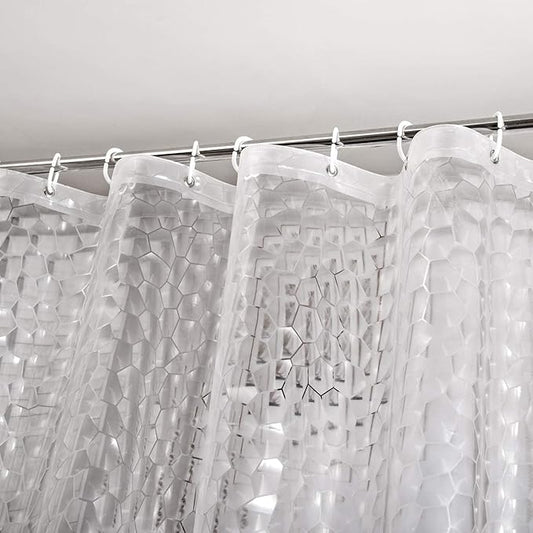 WELTRXE Extra Long Shower Curtain Liner with Magnets, 72 x 84 Inch Waterproof 3D Water Cube Clear Bathroom Shower Curtains, No Chemical Smell, Heavy Duty, Extra Long for Shower Stall, Bathtubs