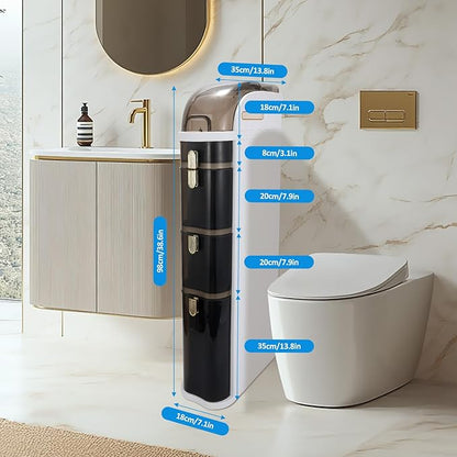 Bathroom Floor Cabinet, Narrow Bathroom Storage Cabinet, Mobile and No Installation Required, Perfect for Small Space Laundry Rooms, Toilet Areas and Living Room Gaps