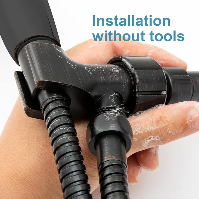 OFFO Shower Head Holder for Handheld Shower Head, Oil Rubbed Bronze Adjustable Shower Arm Mount for Connecting Shower Arm and Shower Hose, 1/2 in IPS Female Inlet and Male Outlet