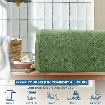 DAN RIVER Pack of 1 Bath Sheet 40x80 Inches, Extra Large Quick Dry Bath Towels for Bathroom, Soft Absorbent Towels - Sage Green