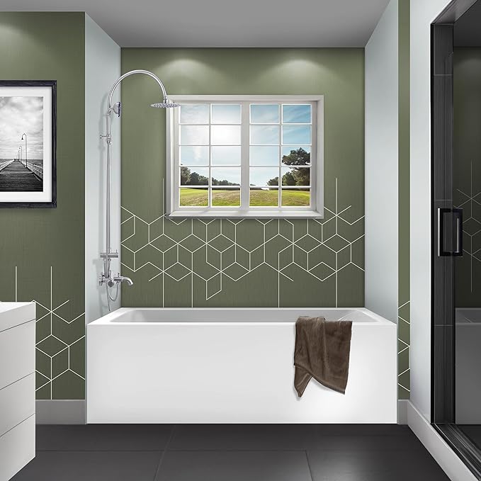 Fine Fixtures Acrylic, Fiberglass Alcove Soaking Bathtub with Integral Apron Front - Drain Included (48" x 32", Left Hand, White)