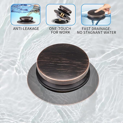 Bathtub Drain Stopper, Uxoz Universal Tub Stopper for Replacing Tip Toe/Trip Lever/Lift&Turn Tub Drain, Bath Tub Drain Stoppers Desiged for 1.5" to1.72 Drain Hole with 3 O-Rings, Oil Rubbed Bronze
