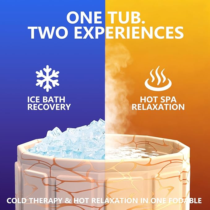 Portable Bath Tub for Adult, Foldable Soaking Bathtub for Hot SPA&Ice Bath, Foldable Small Bathtub Collapsible Tub for Bathing, Quick Setup No Installation, Space-Saving Storage (Fantasy, 25.9X31.5IN)