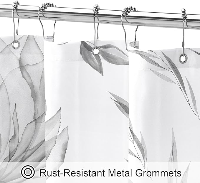 Small Stall Boho Watercolor Floral Shower Curtain 36 x 72, Grey Ink Painting Style Flower Shower Curtains for Chic Elegant Bathroom, Artistic Narrow Half Size Shower Curtain