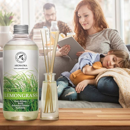 Lemongrass Diffuser Refill 34 Fl Oz (2x17 Fl Oz) - Fresh & Long Lasting Fragrance - Refill with Natural Essential Lemongrass Oil - for Aromatherapy - Spa - Home