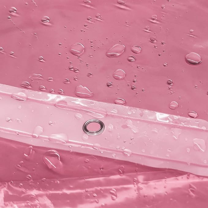 Barossa Design Shower Curtain Liner - Premium Clear Pink PEVA Shower Liner with 3 Magnets and Metal Grommets, Waterproof Lightweight Plastic Standard Size Bathroom Curtains - Translucent Pink