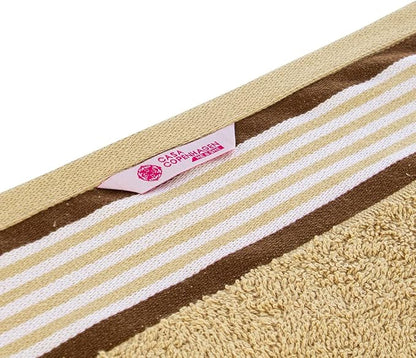CASA COPENHAGEN He & She 4 Pieces Large Bath Towel Set- Brown + Beige, 550 GSM, Designed in Denmark Made of Soft Egyptian Cotton for Bathroom, Kitchen & Shower