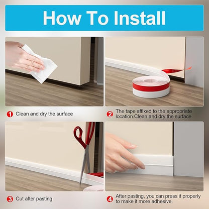 36FT Weather Stripping Door Seal - 2" Silicone Door Draft Seal Tape for Gaps Under Door Weatherstripping Sweep Stopper for Bottom of Shower Door/Sliding Glass Door