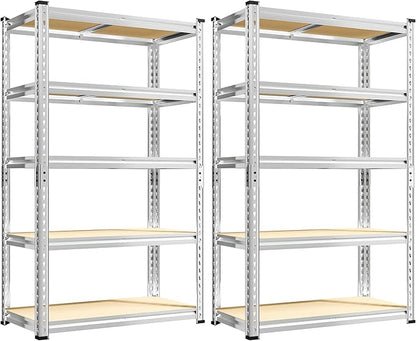 REIBII Storage Shelves 2020LBS Garage Shelving 5 Tier Heavy Duty Shelving Adjustable Pantry Shelves for Garage Closet Kitchen Basement 28" W x 12" D x 59.8" H, 2 Pack