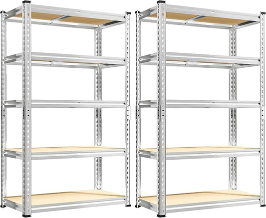 REIBII Storage Shelves 2020LBS Garage Shelving 5 Tier Heavy Duty Shelving Adjustable Pantry Shelves for Garage Closet Kitchen Basement 28" W x 12" D x 59.8" H, 2 Pack