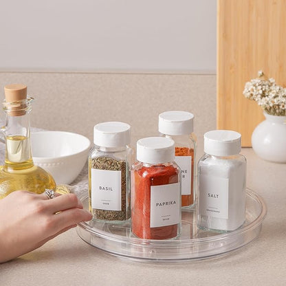 primebox 9.4" Lazy Susan Organizer. 360 Degree Rotating Turntable for Cabinets, Fridge, Vanity, Pantry, Bathroom, Under Sink Organizing, Countertops, Organizer for Spices Clear 2 Pack