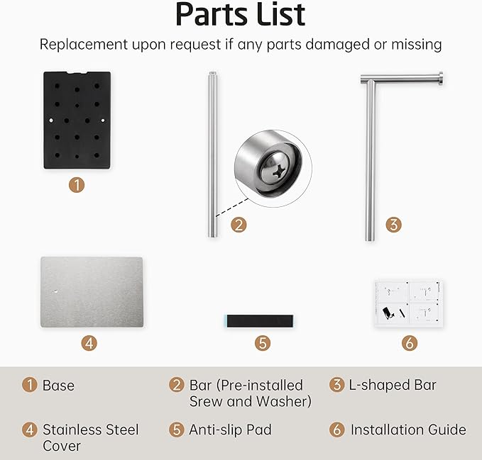KES Freestanding Toilet Paper Holder Stand 26.2 Inch, Toilet Paper Roll Holder for Bathroom Floor SUS304 Stainless Steel Brushed Steel, BPH286S66A-2