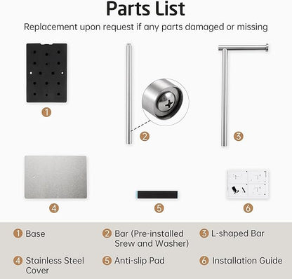 KES Freestanding Toilet Paper Holder Stand 26.2 Inch, Toilet Paper Roll Holder for Bathroom Floor SUS304 Stainless Steel Brushed Steel, BPH286S66A-2