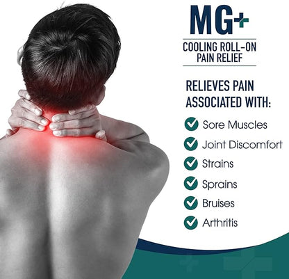 MARS WELLNESS MG+ Cooling Roll on Pain Relief (3 oz) – Fast Acting Arnica Roll on 5% Menthol Magnesium & Arnica – Penetrating Menthol Pain Relief Roll On Topical Pain Relief - 5 Pack