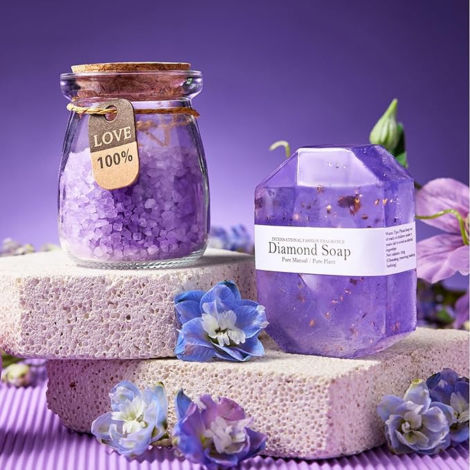Birthday Gifts for Women, Relaxing Lavender Spa Gift Basket Set with 20oz Monogram Initial Tumbler for Mom Wife Sister Aunt Teacher Nurse, Wedding Gifts, Bridesmaid Gifts, Best Friend Gifts (J)
