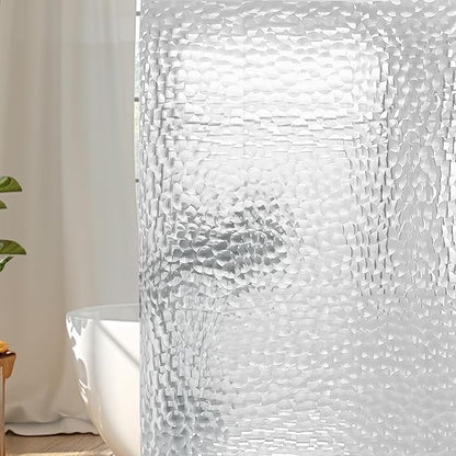 WELTRXE Extra Long Shower Curtain Liner, 72x78 Inch 3D Clear Bubble Heavy Duty Waterproof Shower Curtain Liner with Magnets Thick Plastic Shower Curtains Weighted Bathroom Shower Liner, 12 Hooks