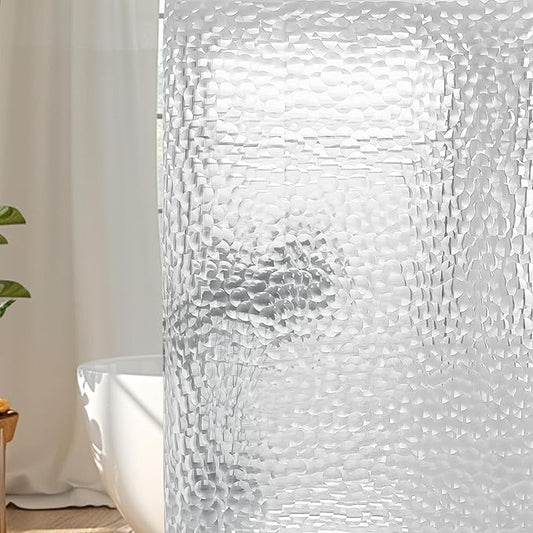 WELTRXE Extra Long Shower Curtain Liner, 72x78 Inch 3D Clear Bubble Heavy Duty Waterproof Shower Curtain Liner with Magnets Thick Plastic Shower Curtains Weighted Bathroom Shower Liner, 12 Hooks