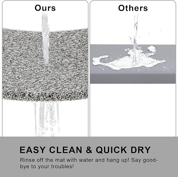 Non Slip Bathtub Mat, Anti Slip Bath Mat 0.6" Extra Thick, Quick Dry Bath Tub Anti Slip Shower Mat, Loofah Non-Slip Bath Mat for Tub Bathroom Pool Kitchen Entryway Home Hotel(Grey 16x27)