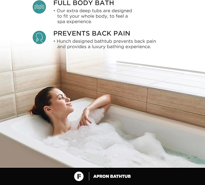 Fine Fixtures Acrylic, Fiberglass Alcove Soaking Bathtub with Integral Apron Front - Drain Included (60" x 36", Right Hand, White)