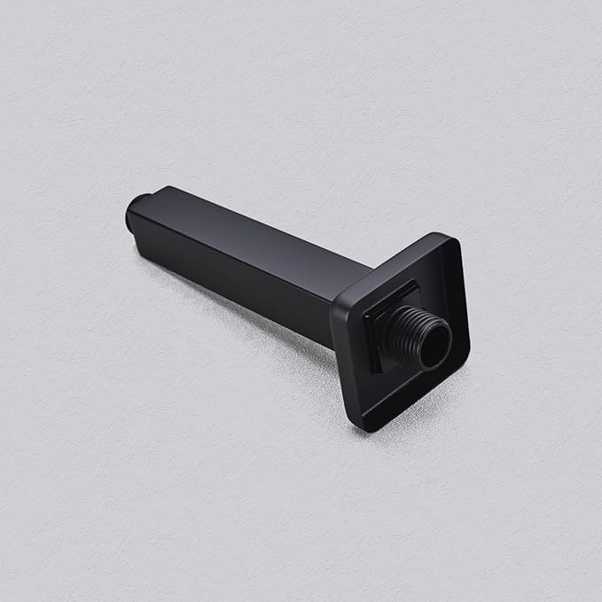 4 Inch Shower Arm with Flange, Ceiling Mounted Square Shower Head Extension Arm, 1/2 NPT Straight Arm for Rain Shower Head, Stainless Steel Shower Head Extension Replacement Pipe Arm,Matte Black