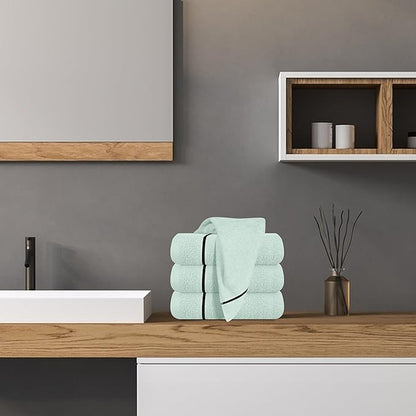 MyOwn Ultra Soft Cotton 6 -Piece Hand Towel Set 16x24 Inch, Ideal for use in Bathroom, Kitchen, Gym, Spa & General Cleaning, Compact & Lightweight Multi Purpose Hand Towels - Sea Green