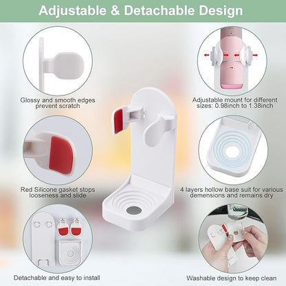 Boperzi 2 Pack Electric Toothbrush Stander and Toothbrush Holder Wall Mounted Automatic Toothpaste Dispenser Dustproof Cover Toothbrush Holder for Shower Bathroom Set Kids Family(Black+2 Pack)