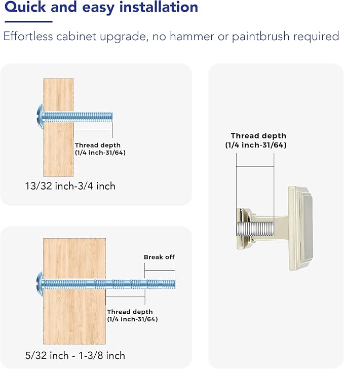 Ravinte Hardware 5 Pack Kitchen Cabinet Pulls Square Drawer Single Hole Handles Brushed Nickel for Cupboard Gold Dresser Solid