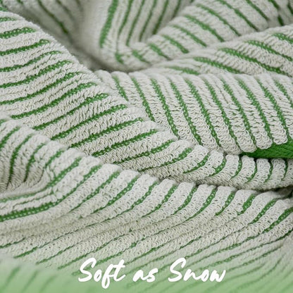 Cleanbear Wash Cloths for Showering, 12 Washcloths with Stylish Jacquard Weaved Design, Green Cotton Washcloth Set, 13 x 13 Inches