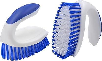 BITOPE 2 Pack Deep Cleaning Brush Set, Scrub Brush with Comfort Grip, Stiff Bristles Cleaner Scrubber for Kitchen, Sink, Bathroom, Shower Floor-Blue&White