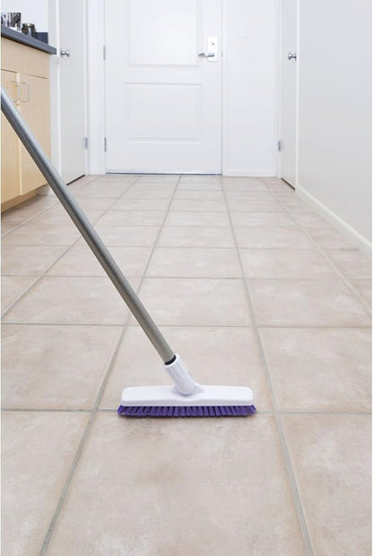 Fuller Brush Tile Grout E-Z Scrubber – Adjustable Handle 29"-52" with Pivoting 9" Brush Head, V-Trim Scratch-Free Bristles Lightweight Grout, Tile, Shower, Corner – Surface Scrub Brush