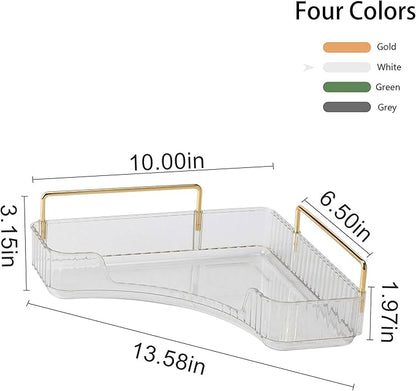 YCIA&DONE Corner Bathroom Counter Organizer, Makeup Organizer for Vanity, Skincare Cosmetic Perfume Tray, Corner Countertop Shelf Rack Storage for Bathroom Kitchen 1 Tier (Clear White)