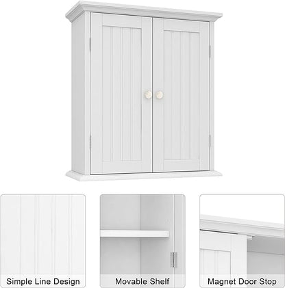 ChooChoo Bathroom Wall Cabinet, Over The Toilet Space Saver Storage Cabinet, Medicine Cabinet with 2 Door and Adjustable Shelves, Cupboard