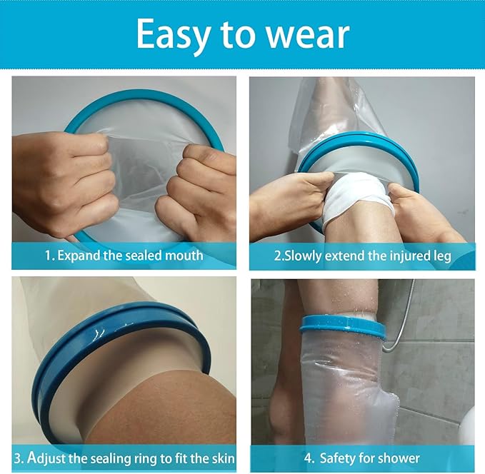 Non-Slip Waterproof Leg Cast Cover for Showering, Reusable Adult Short Leg Cast Protector, Cast Covers for Shower Leg, Cast Bag for Shower, Cast Cover for Showering Foot