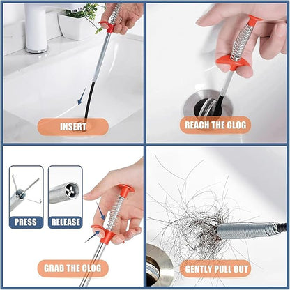 Drain Snake,61 inch Flexible Grabber Claw Pick Up Reacher Tool,Drain Clog Remover - Gutter Cleaning Tools for Home Sink, Bathroom Tub,Drain, Toilet, Tight Spaces