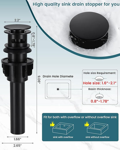 LIFG Matte Black Vessel Sink Faucet, Tall Waterfall Bathroom Faucet, Single Handle One Hole Mixer Bowl Tap with Large Rectangular Spout, Bar Sink Faucet Lavatory Vanity