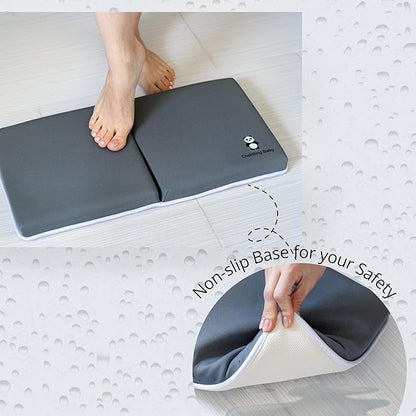 Bath Kneeler and Elbow Rest Pad Set - 2PC Premium Baby Bath Mat Set - Non-Slip Kneeling Pad with Storage Pockets - Machine Washable, Durable Foam Pad Bundle - Gray