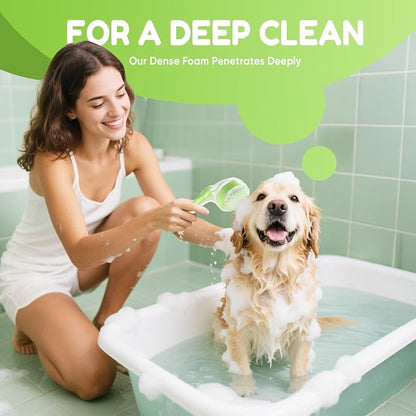 Pet Bath Brush with Shampoo Dispenser, Dog Bath Brush and Grooming Massage Brush for Dogs & Cats, Easy Dog Washing Brush for Short and Long Hair, Coarse and Fine Teeth 2pcs (Blue)