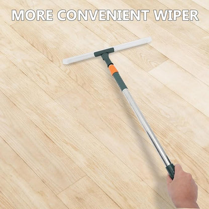 Silicone Squeegee with Rotating Head and Extendable Long Handle Scratch-Resistant Floor and Tile Cleaner for Bathroom Kitchen Reusable Adjustable Floor Squeegee Broom for Shower