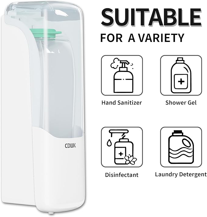 Hand Soap Dispenser Wall Mount, 10fl.oz/300ml Liquid Soap Dispenser Bathroom, Hand Sanitizer Dispenser for Kitchen White, CD-1158