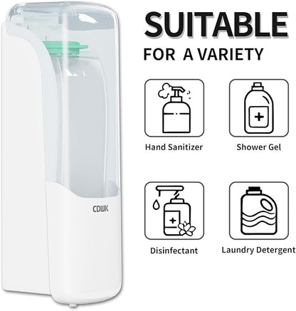 Hand Soap Dispenser Wall Mount, 10fl.oz/300ml Liquid Soap Dispenser Bathroom, Hand Sanitizer Dispenser for Kitchen White, CD-1158