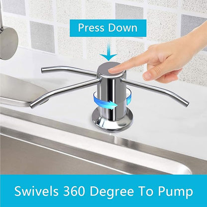 Soap Dispenser for Kitchen Sink, Kichen Sink SoapDispenser, 47" Extension Tube kit, Under Sink SoapDispenser Pump, No Need More Refills, Good Suction Power, Chrome