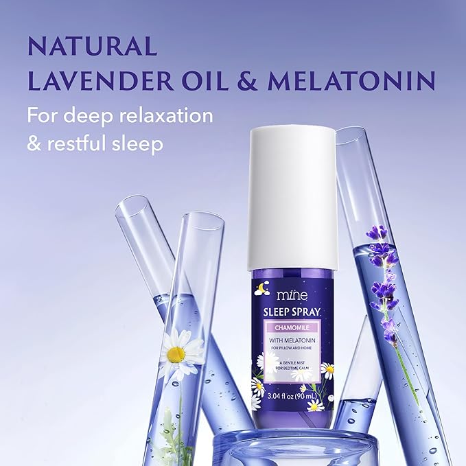 Chamomile Inspired Sleep Spray with Melatonin - Stocking Stuffers for Teen Girls and Women – Natural Pillow Mist for Relaxing Sleep, Self Care Bedtime Spray, Lavender & Cedarwood Blend